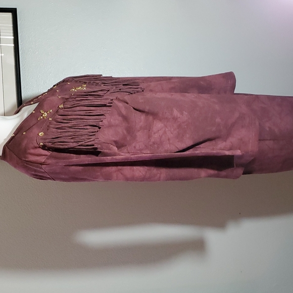 COPA CABANA Mauve Floral Tie Dye Outfit. Fringe Top and Pants. Sz M. VGUC - Picture 11 of 17